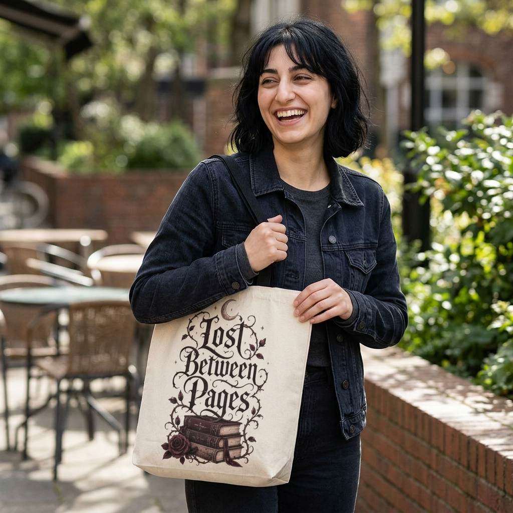"Lost Between Pages" Book Lover Tote Bag