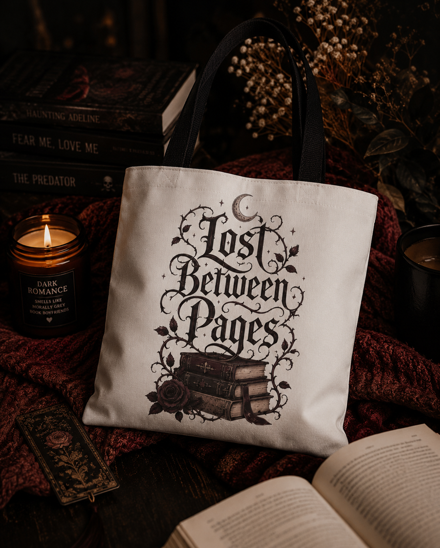 "Lost Between Pages" Book Lover Tote Bag