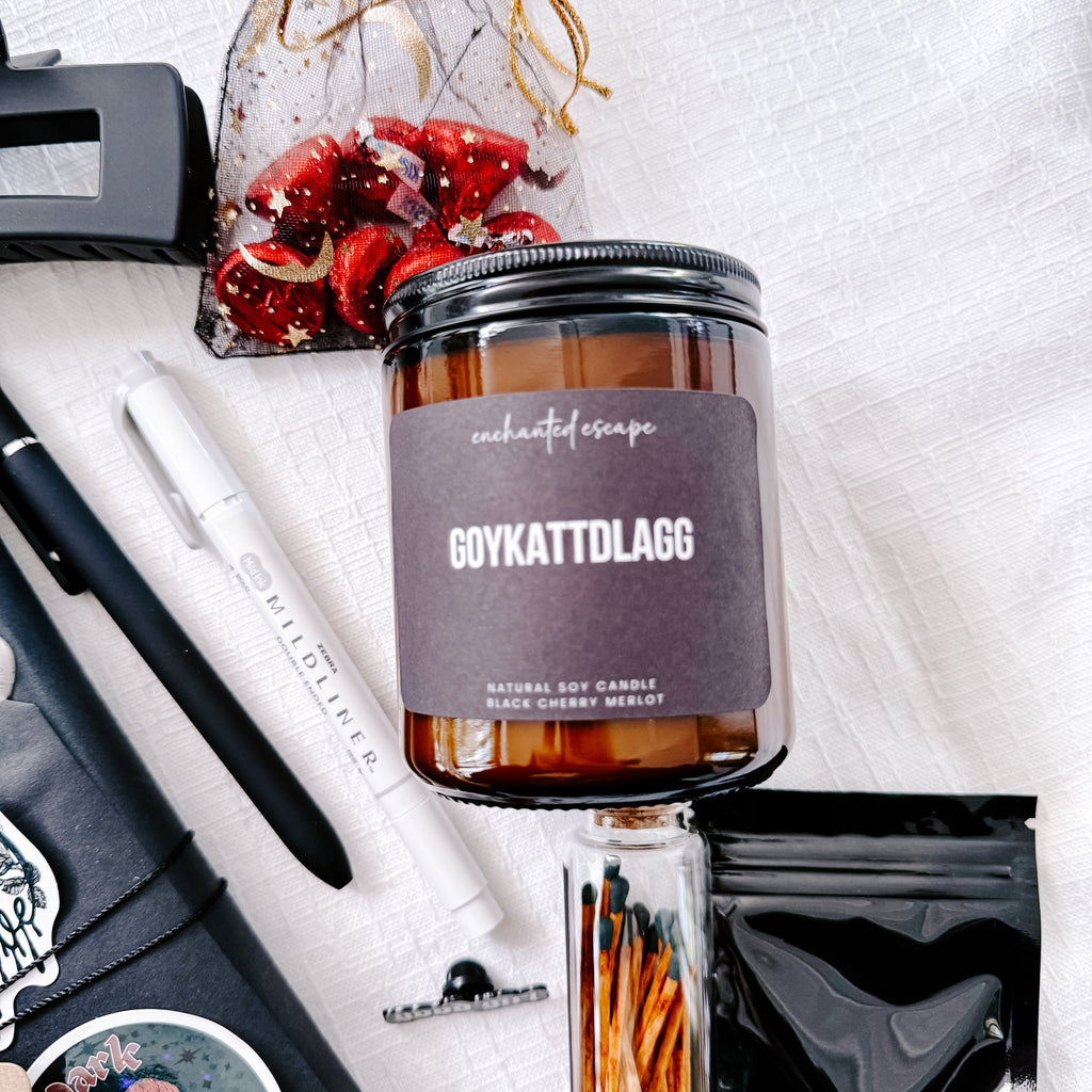 Dark Romance Book Bundle with bookish candle, stickers, claw clip, and reading accessories by Enchanted Escape Reading